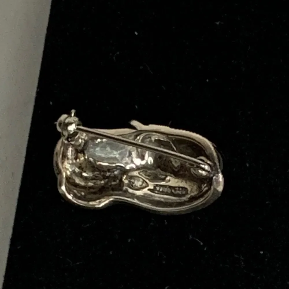 Sterling Silver & Rhinestone Shoe Brooch